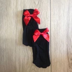 Pinup Ankle Booties Sheer Socks Rockabilly Red Bow